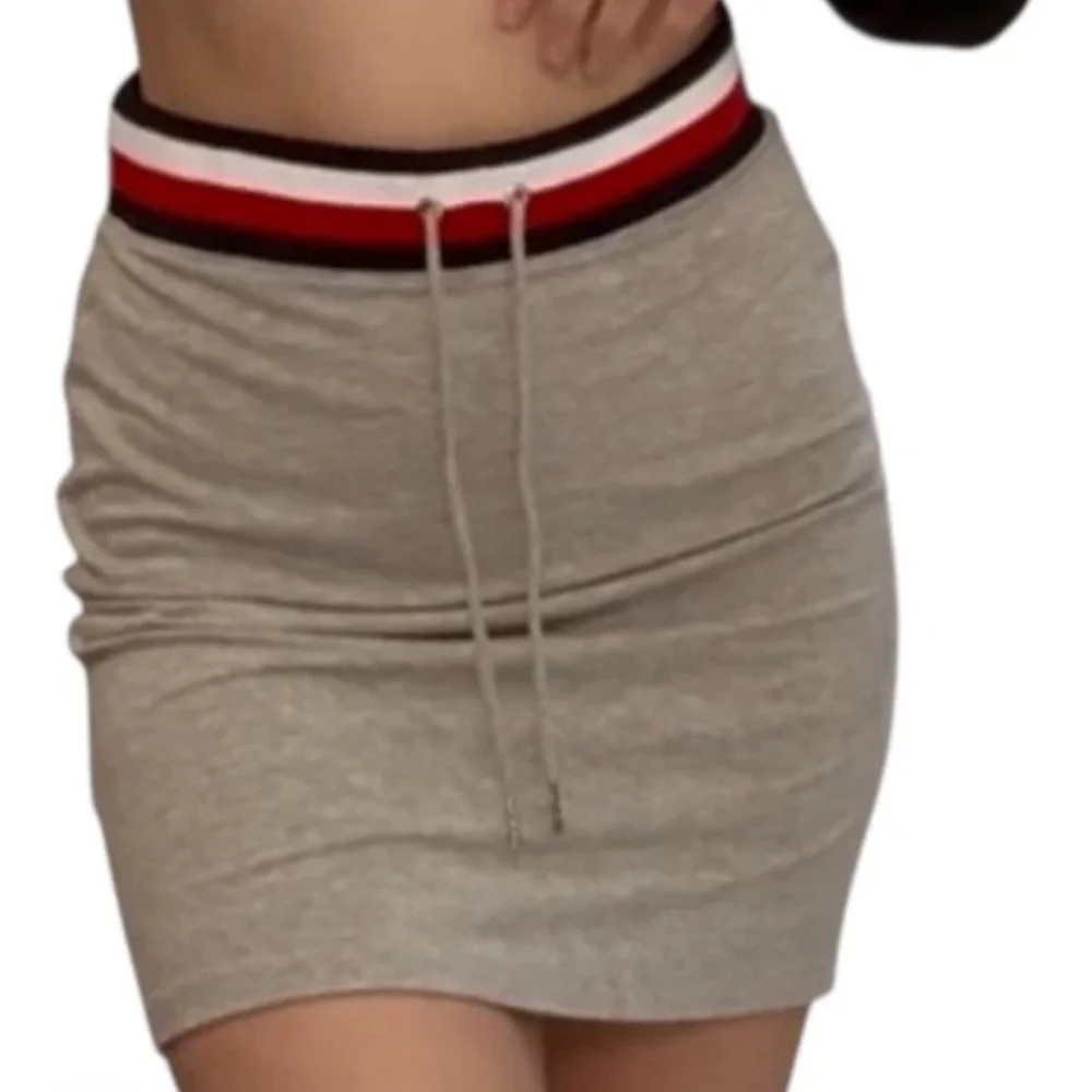 Tommy Hilfiger Gray Knit Striped Waistband Sporty Skirt L